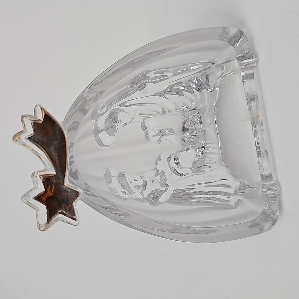 Mikasa Elegant Clear Glass Nativity‎ Scene with Gold Topper Christmas Celebrate